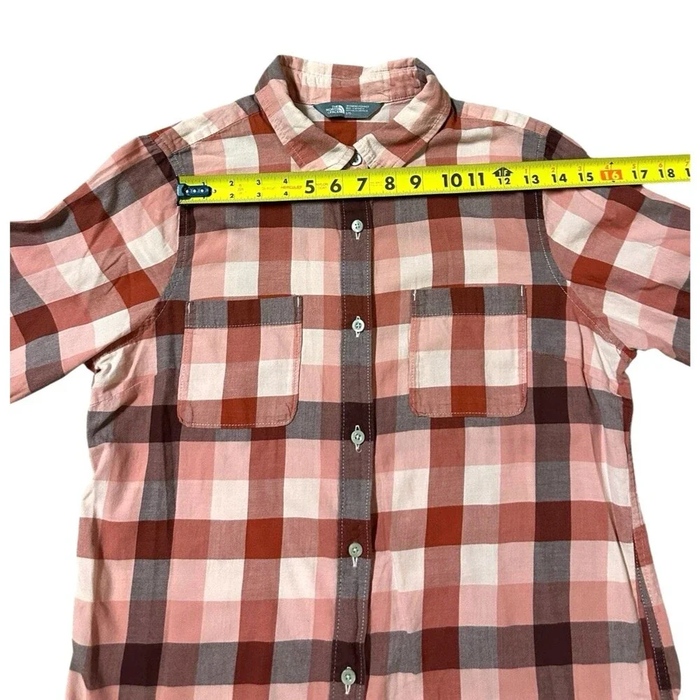 The North Face size L button down burnt orange plaid long sleeve casual cabin
